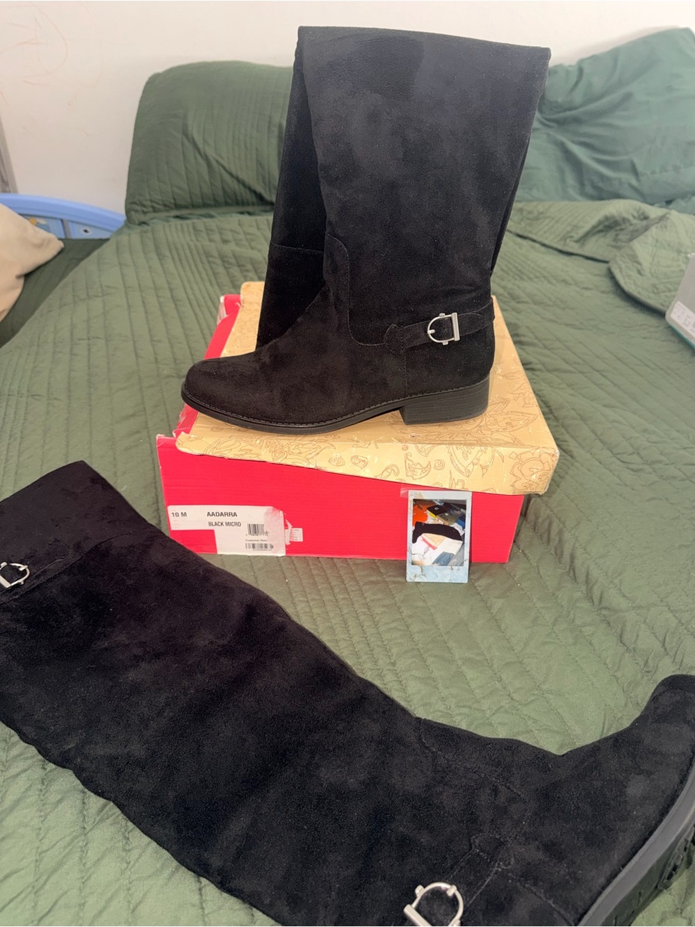 Arizona Jean Company Black Over-the-Knee Suede Boots with Buckle
